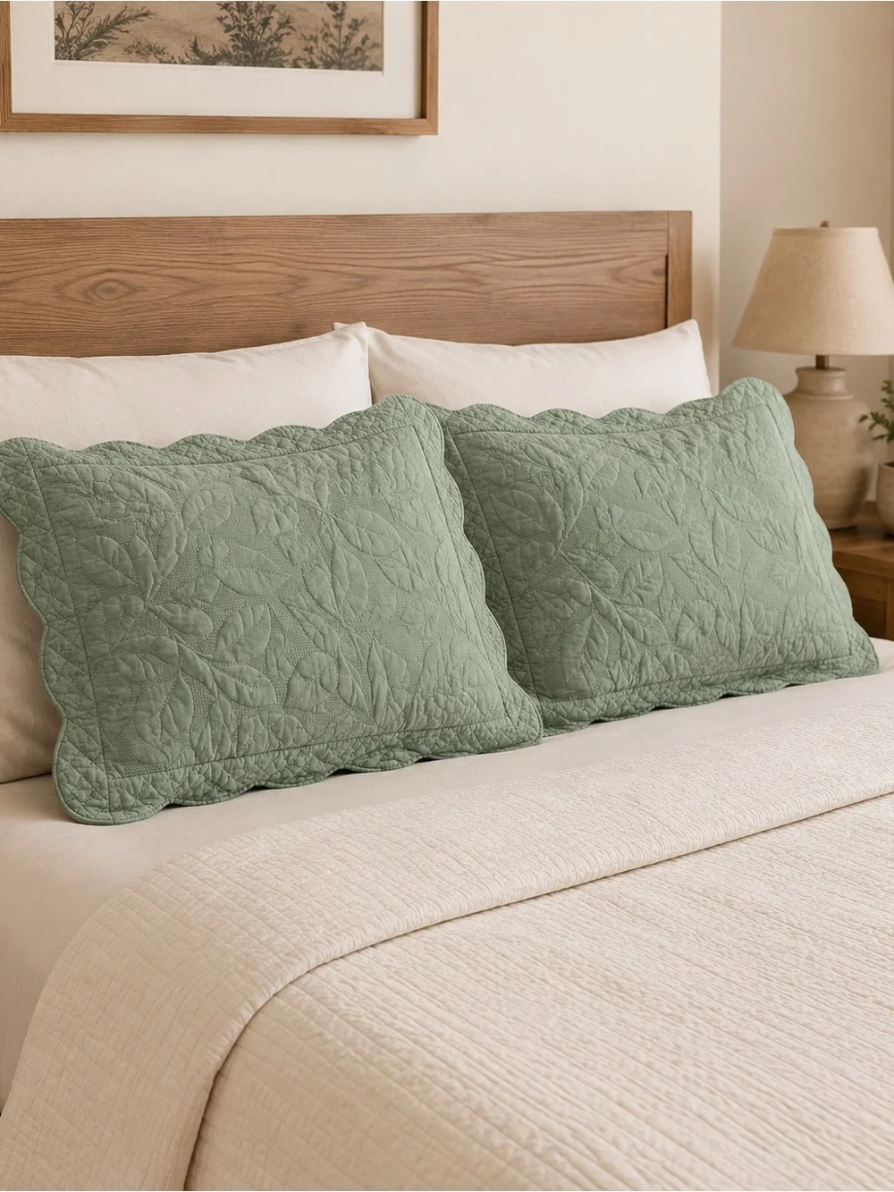 Queen size cotton 2 pillow shams